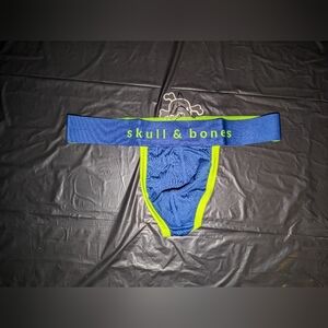 Skull and Bones Men's Neon Blue Mesh Thong underwear Size L